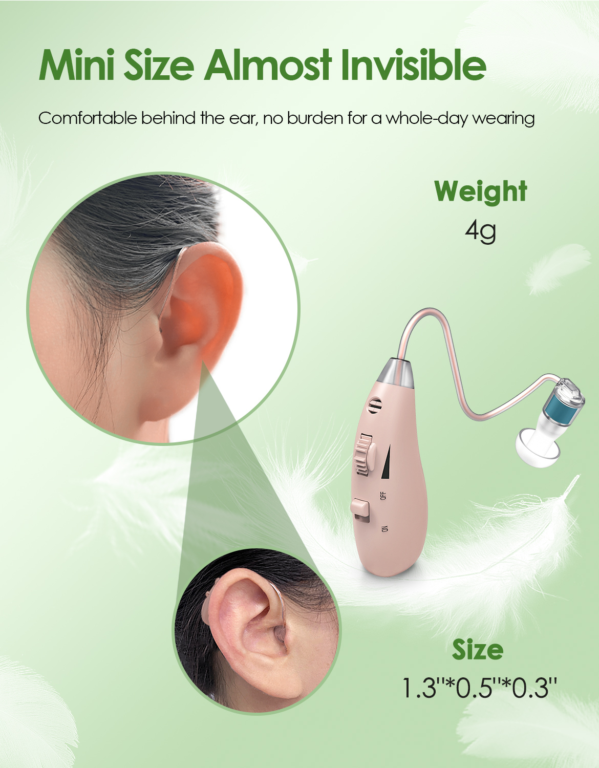 Affordable Hearing Aids | best hearing aids for seniors | rechargeable | Clear Sound | Comfortable Wear | lightweight | 20 Hours of Use | Beige