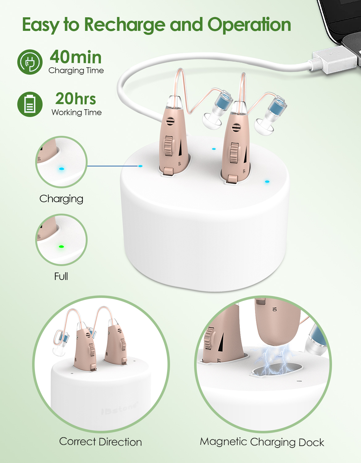 Affordable Hearing Aids | best hearing aids for seniors | rechargeable | Clear Sound | Comfortable Wear | lightweight | 20 Hours of Use | Beige