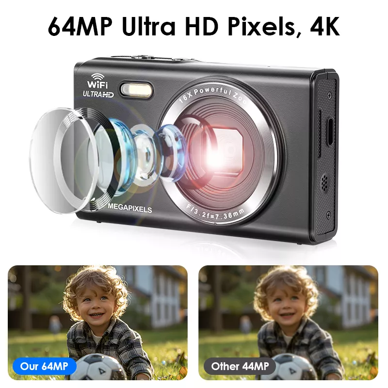 Kids Camera 64MP 4K Digital Camera & 2.8" Ultra HD Display