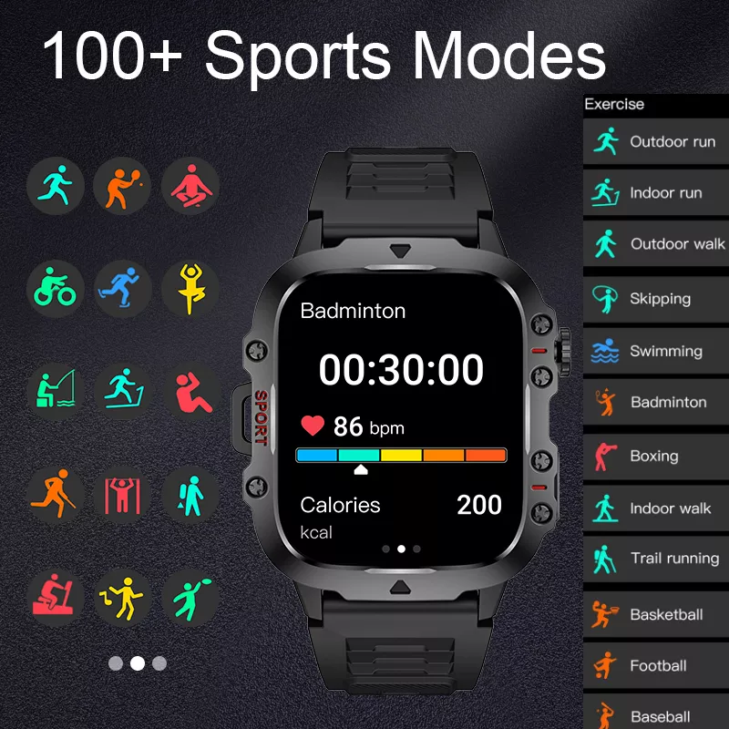 LivelyLife Smart Sports Watch: 100+ sports modes, 24-hour health management